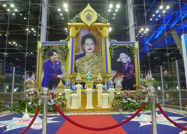 Queen Sirikit at Suvarnabhumi Airport, Bangkok Thailand
