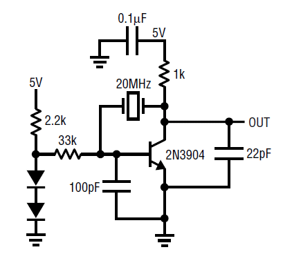 2N3904 XTAL Oscillator 20 MHz