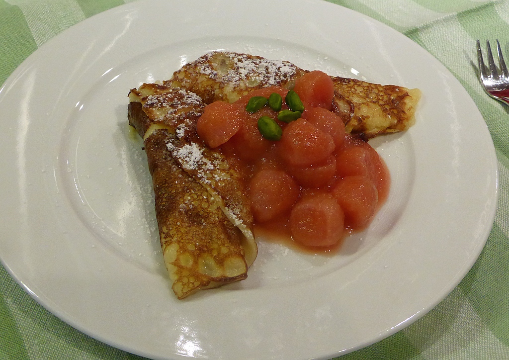 Bergamotte - Crêpes mit Radieschen Kompott