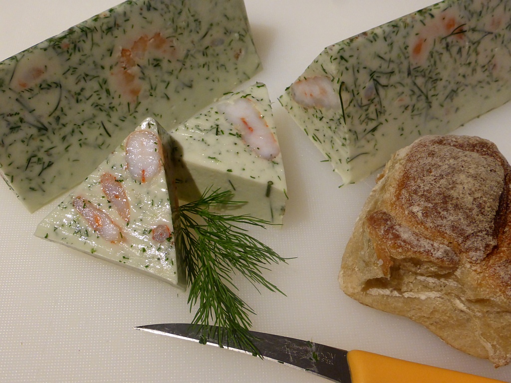 Dill - Kokos Terrine mit Crevetten