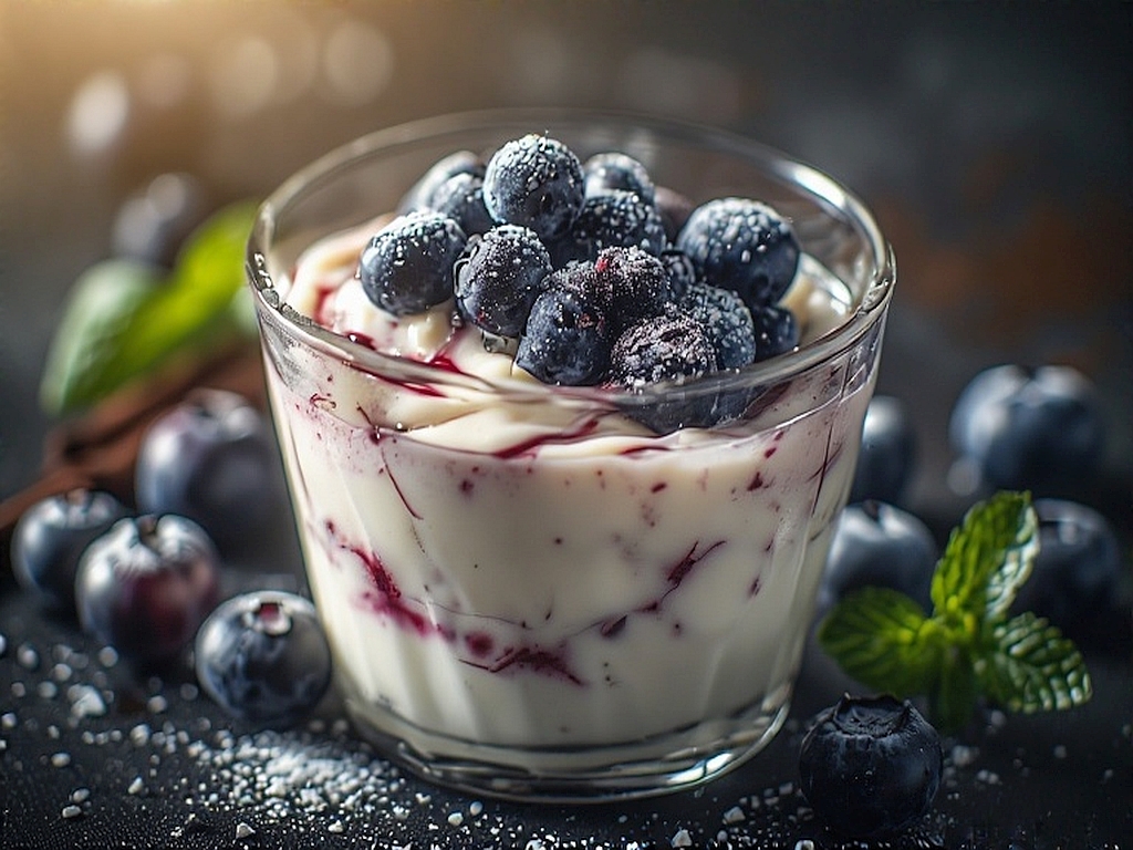 Griechischer Joghurt mit Vanille und Heidelbeeren