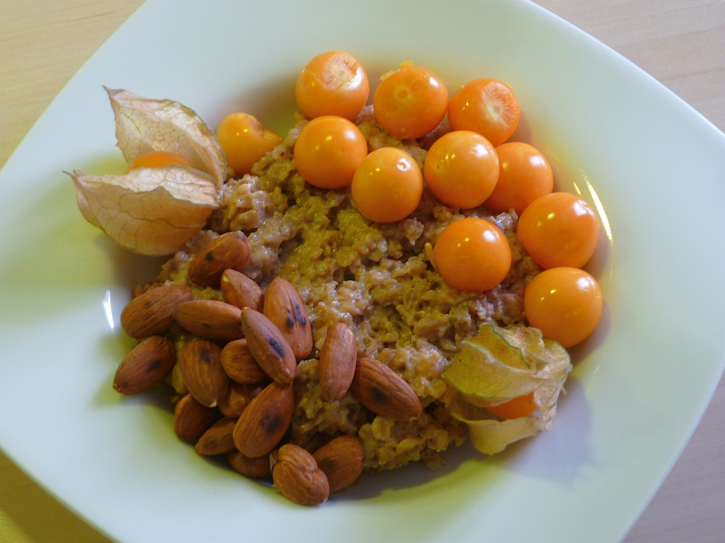 Haferbrei mit Physalis und Lebkuchengewürz