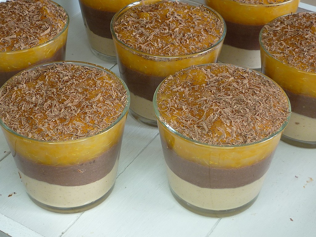 Seidentofucrème Kakao Erdnuss mit Orangencoulis