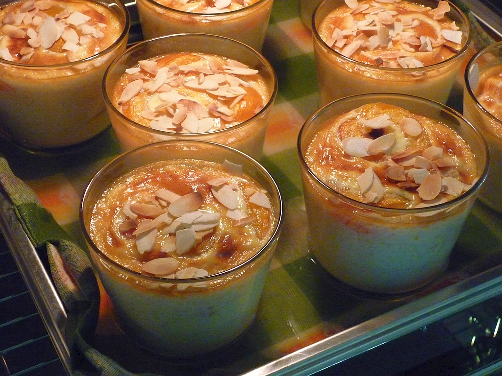 Vanillepudding mit Aprikosen - Flans au vanille aux abricots
