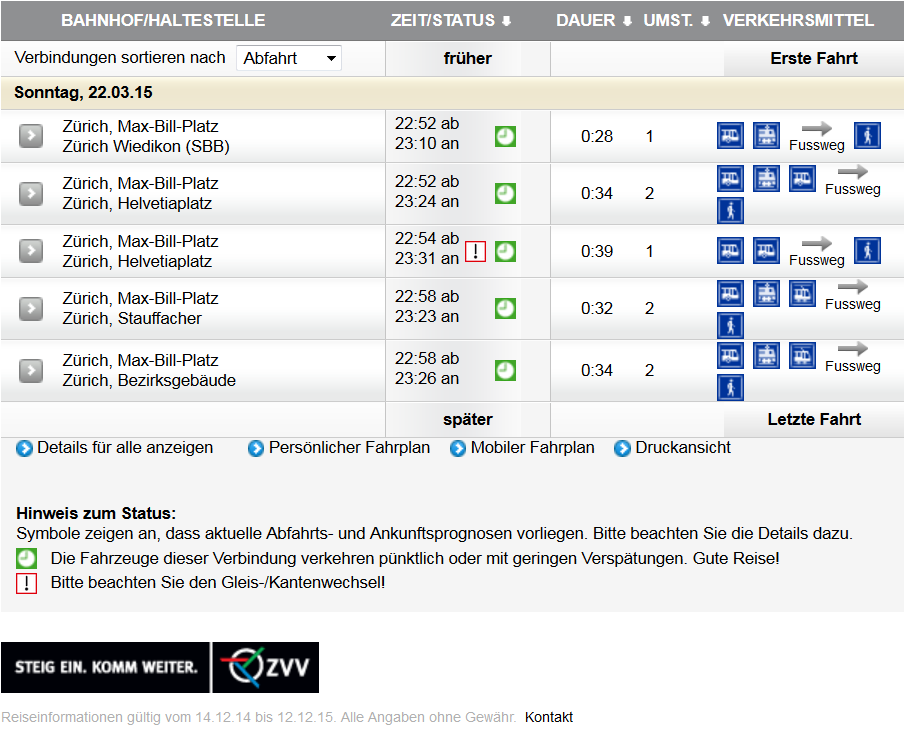 VBZ Fahrplaner