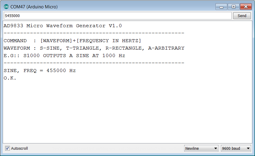 AD9833 Micro Waveform Generator