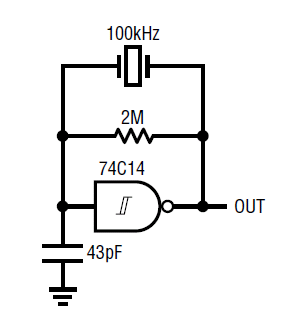 74C14 XTAL Oscillator 100 kHz